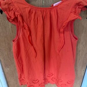 Kate Spade Vibrant Orange Eyelet Blouse